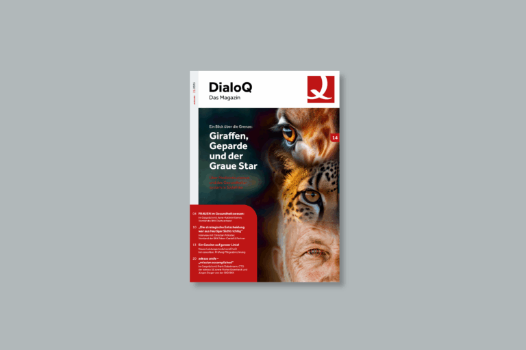 DialiQ Magazincover mit Tieraugen und Titel.
