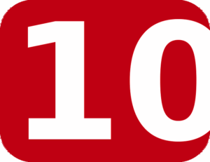 10 vor rotem Hintergrund